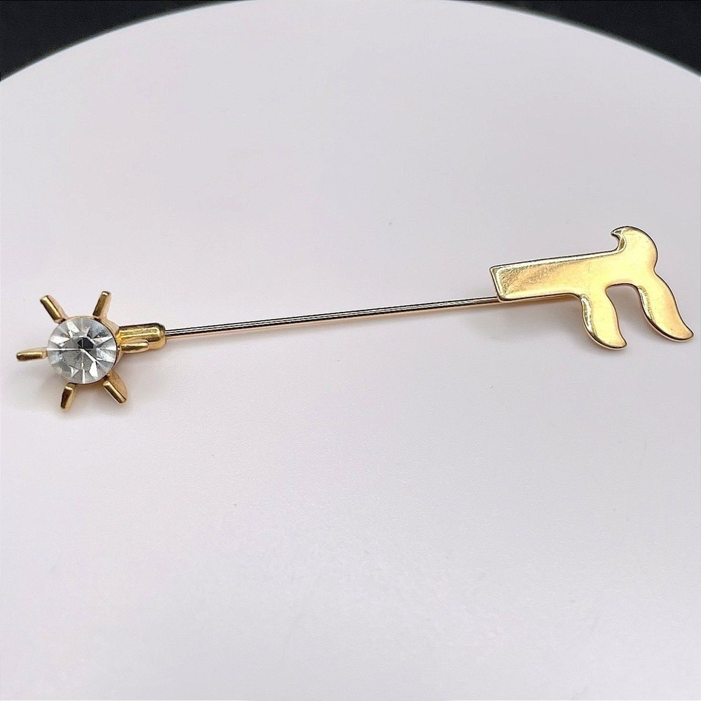 Vintage Gold Tone Sword Dagger Stick Pin Lapel Hat Tie Tack Jewellery F Shape